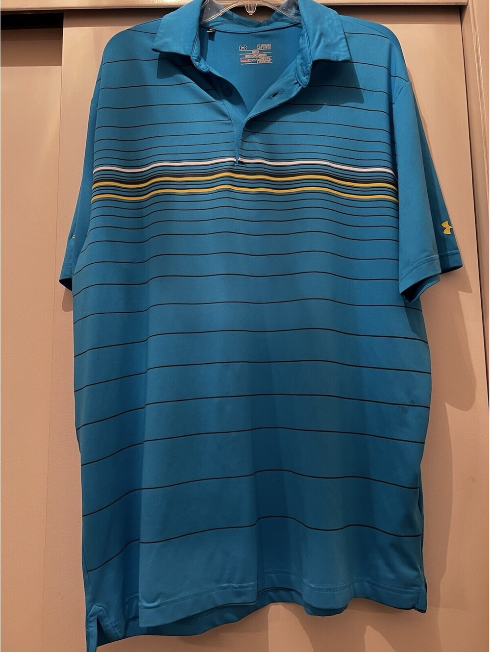 Under Armour Men's XL Ocean Blue Cooling Golf Polo Shirt Striped